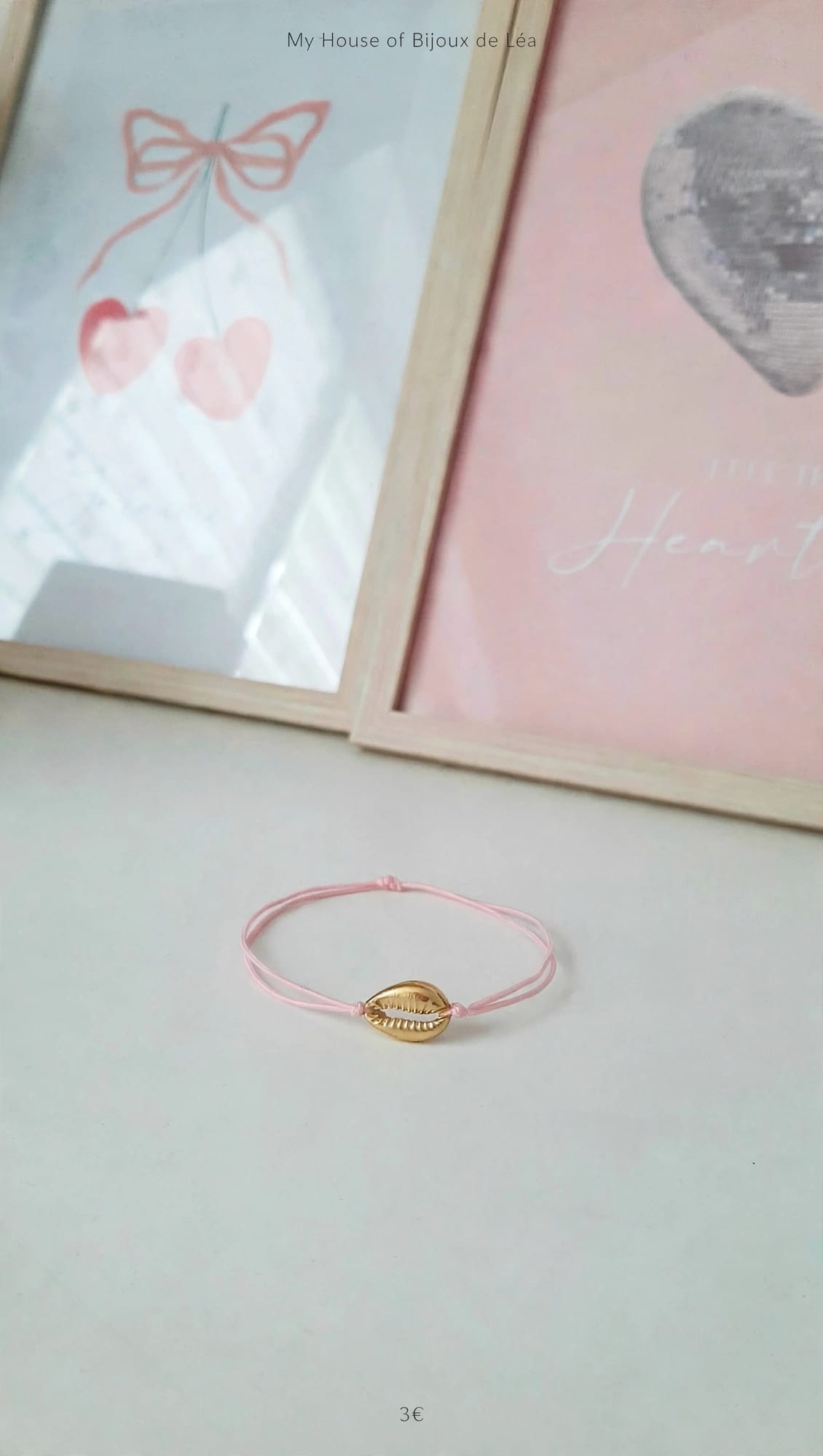 Bracelet élastique coquillage rose